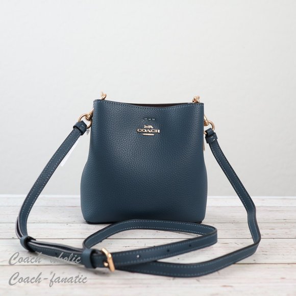 Coach C7266 Mini Town Bucket Bag Leather Crossbody in Denim - Picture 4 of 11